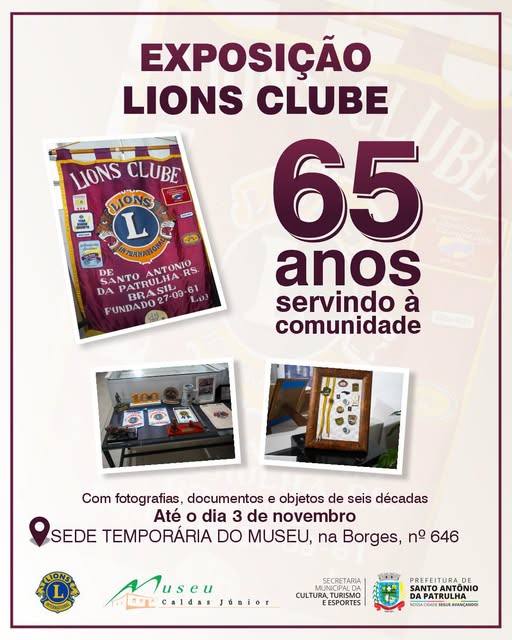 Exposição no Museu Caldas Júnior celebra trajetória histórica do Lions Clube local. (Foto: Prefeitura Municipal de Santo Antônio da Patrulha)