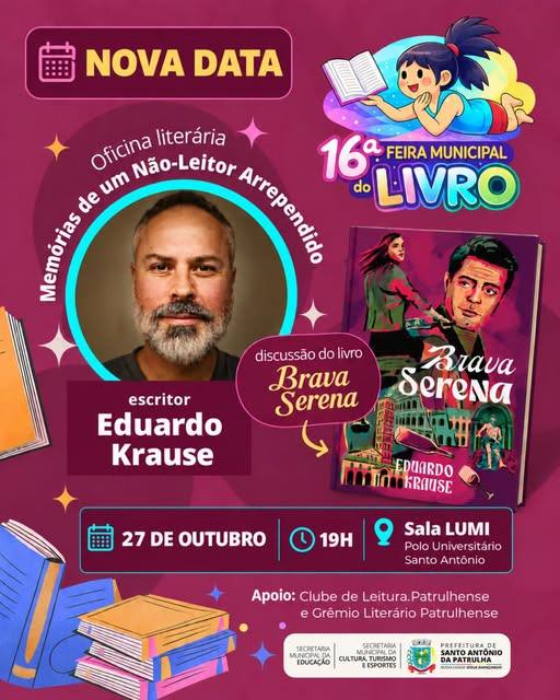 Escritor Eduardo Krause conduzirá oficina literária no Polo Universitário do município. (Foto: Prefeitura Municipal de Santo Antônio da Patrulha)