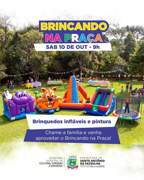 Evento busca integrar famílias em comemoração ao Dia das Crianças na Praça Valbaru. (Foto: Ascom/Prefeitura Municipal de Santo Antônio da Patrulha)
